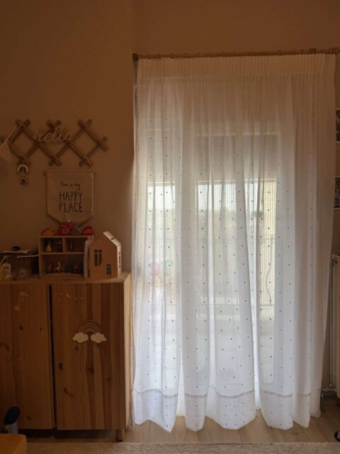 Κουρτίνα Λευκή Γάζα   Cotton dots (ύψος επιθυμητό)