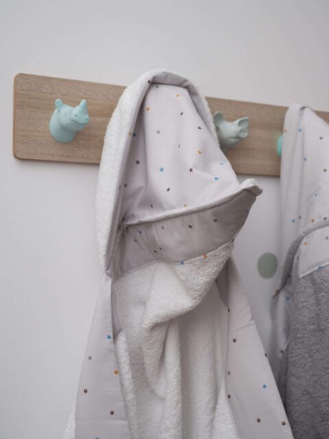 '-Κάπα Μπουρνουζάκι Grey Stars 1,20*1,20 White