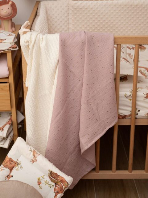 '-Sparkle pink Muslin 100% organic cotton