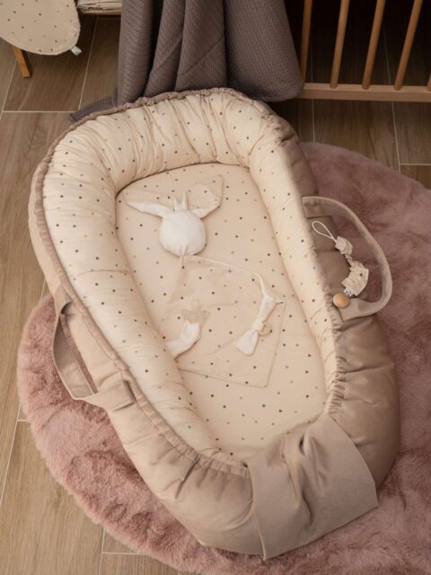 '-Φωλίτσα Beige Hearts Διπλής Οψης 70*105